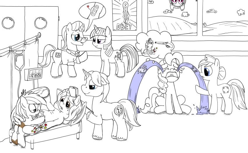 doctor_stable earth_pony equine female friendship_is_magic fur my_little_pony nurse_redheart pinkie_pie_(mlp) pipsqueak pony rainbow_dash_(mlp) smudge_proof straight_hair twilight_sparkle_(mlp)