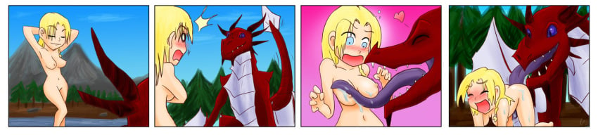 1boy 1girls anilingus blonde_hair blue_eyes breasts cunnilingus dragon female hair large_breasts long_hair male navel nipples nord nude odahviing oral skyrim the_elder_scrolls