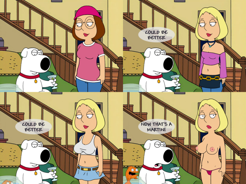 american_dad blonde_hair breasts brian_griffin brown_hair comic family_guy frost969 glasses hair klaus_heissler large_breasts meg_griffin tank_top