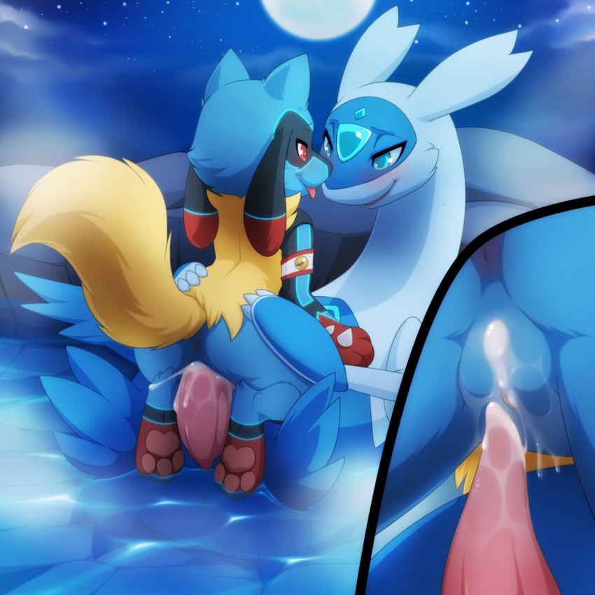 animal_genitalia bodily_fluids cum cum_in_pussy cum_inside darkmirage duo erection female feral generation_3_pokemon generation_4_pokemon genital_fluids genitals hi_res latios legendary_pokemon male male/female mammal nintendo pokemon pokemon_(species) pussy riolu sex tail