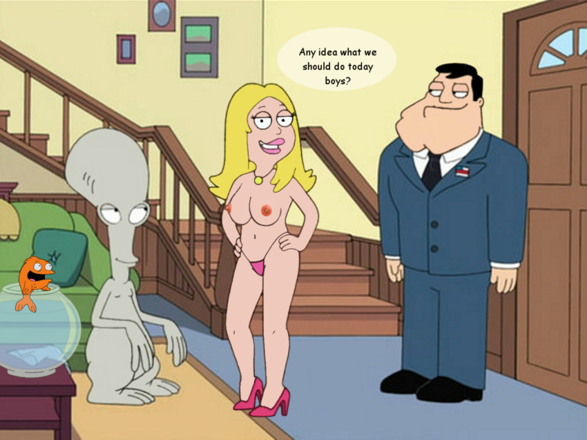 american_dad breasts color female francine_smith frost969 high_heels human klaus_heissler male naked_footwear naked_heels roger_smith stan_smith