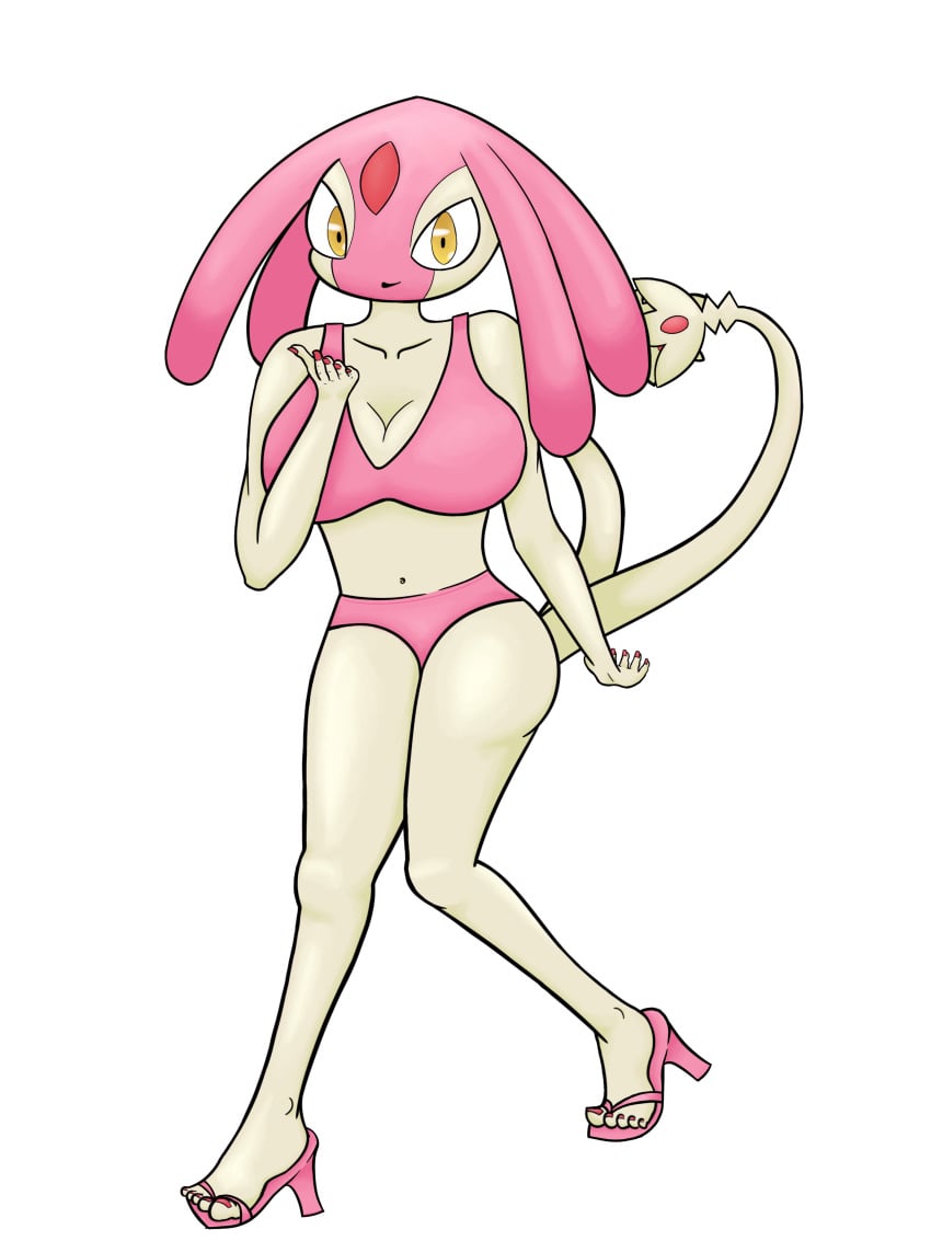 2025 2_tails absurd_res anonymous_artist anthro big_breasts bottomwear bra breasts clothing colored_nails commission female footwear forehead_gem gem generation_4_pokemon hi_res high_heels huge_breasts legendary_pokemon madeline_(al33444) magenta_body mesprit multi_tail nails navel nintendo pink_bottomwear pink_bra pink_clothing pink_footwear pink_high_heels pink_underwear pokemon pokemon_(species) red_nails shiny_pokemon shoes solo tail tail_gem underwear yellow_eyes