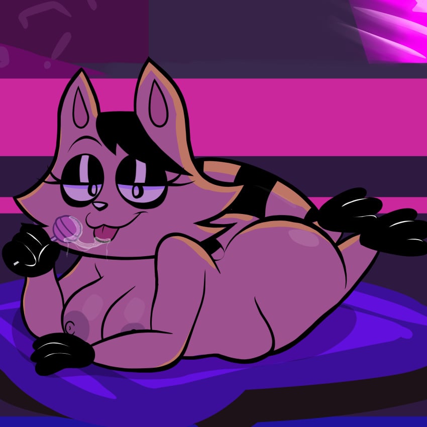 2024 absurd_res anthro ass bedroom_eyes big_breasts big_butt breasts candy catching_up dessert female food hair hi_res holding_candy holding_food holding_lollipop holding_object jacket_girl_(catching_up) licking_lollipop lollipop looking_at_viewer lying mammal narrowed_eyes nipples nude on_front procyonid raccoon seductive short_hair significantother slightly_chubby slightly_chubby_anthro slightly_chubby_female solo tail voluptuous_anthro voluptuous_female young_(lore)