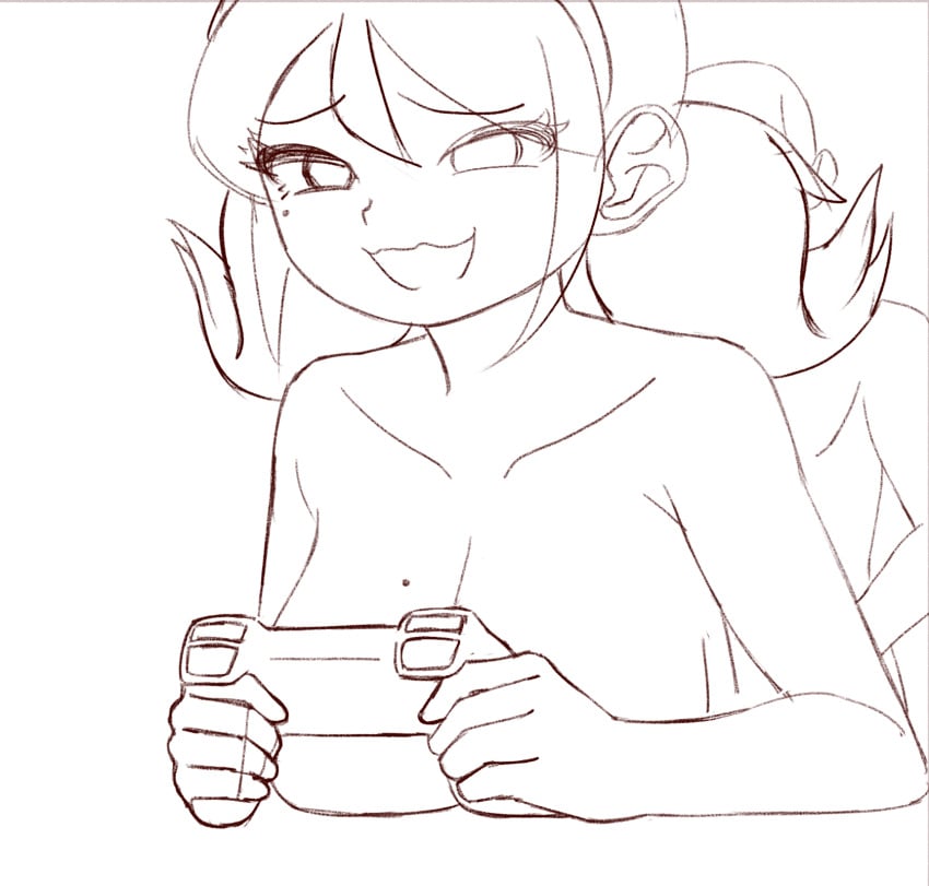 1boy 1girls :3 :3d animated anonymous_male big_ass big_breasts blonde_hair bouncing_ass breasts brownish_hare completely_nude completely_nude_female cute dildo doggy_style eyelashes female from_behind gaming gaming_while_penetrated hairband loop male mole_on_ass mole_on_breast mole_under_eye monochrome naked naked_female no_color no_sound one_eye_half-closed patreon penelope_(brownish_hare) plushie short_hair smile smiling table table_sex twintails vaginal_penetration vaginal_sex voluptuous wip