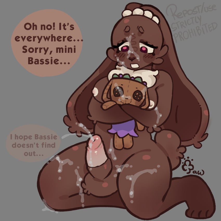 anthro brown_fur bunny cocoa_(dandy's_world) cum dandy's_world english_text erection furry futa_only futanari intersex pawsomeow penis plushie plushophilia rabbit self_upload tagme