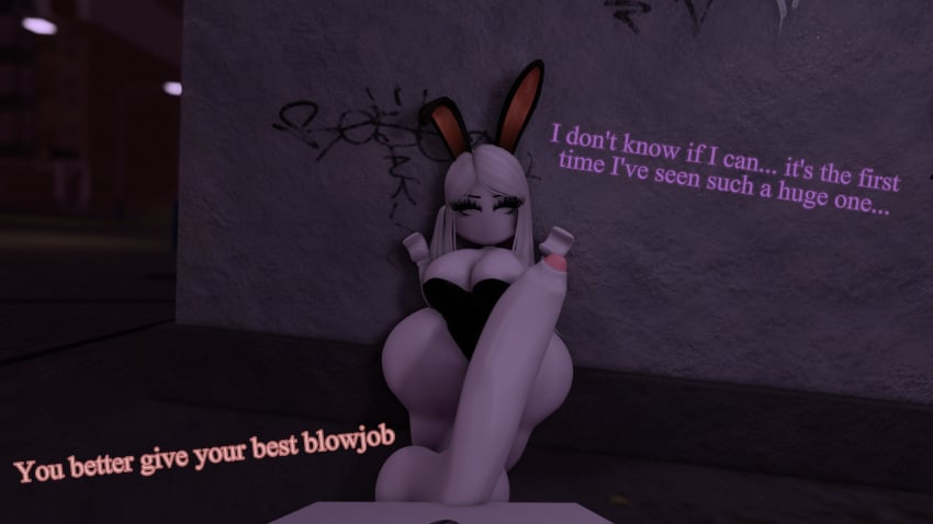 1boy 1girls 3d antochan big_penis breasts cleavage comic comic_page dialogue english_text female male penis roblox robloxian tagme text thick_thighs thighs