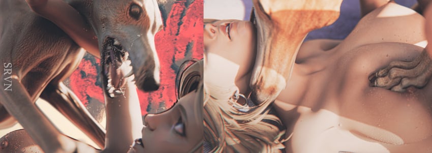 agressive_sex barking biting biting_neck blonde_hair blue_eyes canine canine dog_ears dog_tail drooling feral feral_on_female feral_on_human growling holding_neck hund marvel marvel_comics marvel_girl marvel_rivals susan_storm teeth violence zoophilia zoophilia