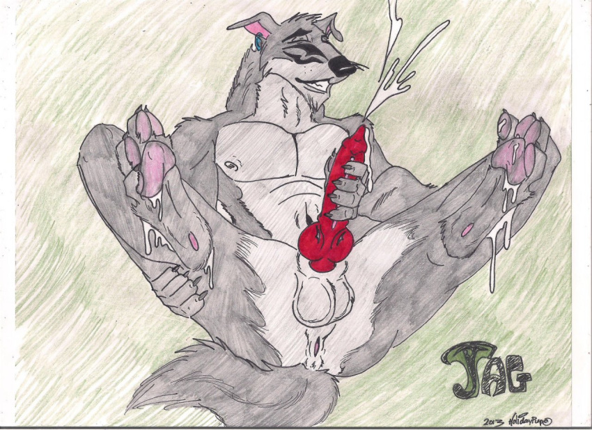 anthro balls boss_wolf canine cum cumshot foot_fetish hindpaw holidaypup knot kung_fu_panda male male_foot_fetish male_only orgasm paws penis presenting