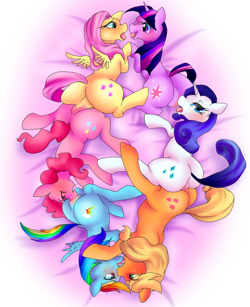 applejack_(mlp) earth_pony equine female female_only fluttershy_(mlp) friendship_is_magic fur mane_six_(mlp) multiple_females my_little_pony nabesiki pinkie_pie_(mlp) pony rainbow_dash_(mlp) rarity_(mlp) smooth_skin twilight_sparkle_(mlp) yuri