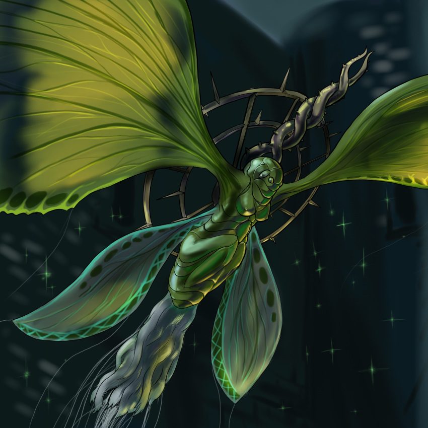 arthropod boobs breasts dark_souls fromsoftware horn insect insect_wings moonlight_butterfly non-mammal_breasts oniontrain rule_63 spear tagme weapon wings