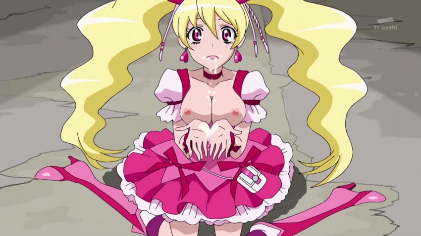 artist_request clothing cum cure_peach dress fresh_pretty_cure large_breasts magical_girl momozono_love pretty_cure tagme