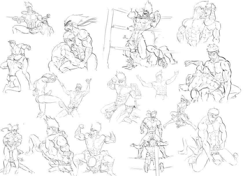 cbt cock_and_ball_torture cyberbots domination fighting_ring jin_saotome joe_higashi king_of_fighters male male_only sketch sketch_page tagme tyleraz