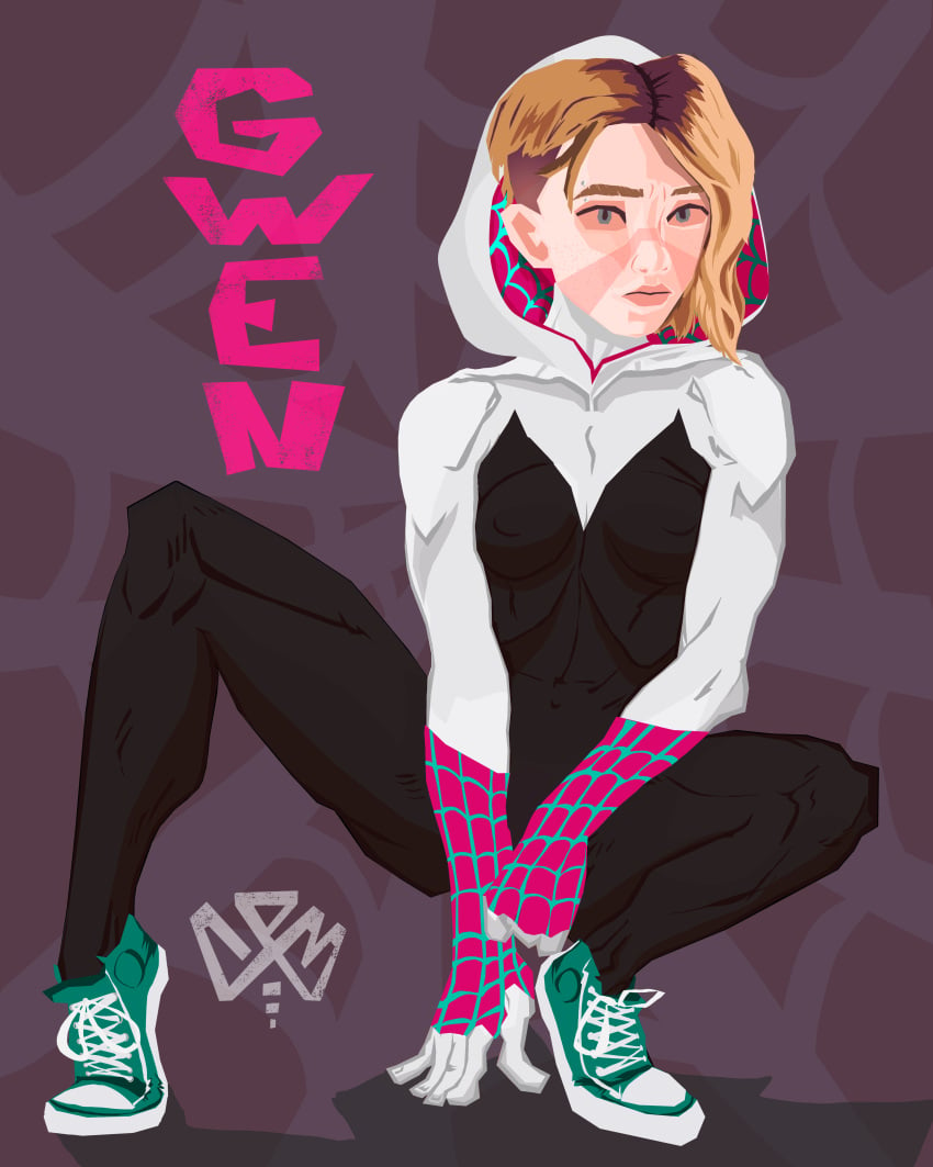 1girls armapurk7 asymmetrical_hair eyebrow_piercing female female_only gwen_stacy human human_only light-skinned_female light_skin marvel self_upload spider-gwen spider-man:_into_the_spider-verse spider-man_(series)