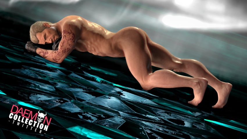 1boy 3d 3d_model black_gloves daemoncollection konstantin_(tomb_raider) light-skinned_male light_skin male male_focus male_only male_pov muscular muscular_male naked naked_male nude nude_male solo solo_male tattoo_on_arm tattooed_arm tomb_raider tomb_raider_(survivor)