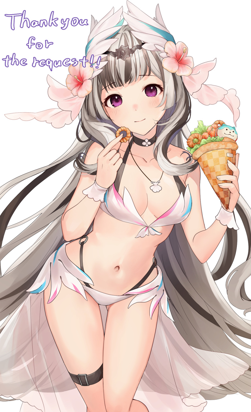 1girls alternate_costume ass_visible_through_thighs bikini black_hair breasts choker feather_hair_ornament feathers female female female_only fire_emblem fire_emblem_engage grey_hair hair_ornament haru_(nakajou-28) highres long_hair looking_at_viewer multicolored_hair navel nintendo petite purple_eyes small_breasts solo swimsuit two-tone_hair very_long_hair veyle_(fire_emblem) white_bikini white_swimsuit