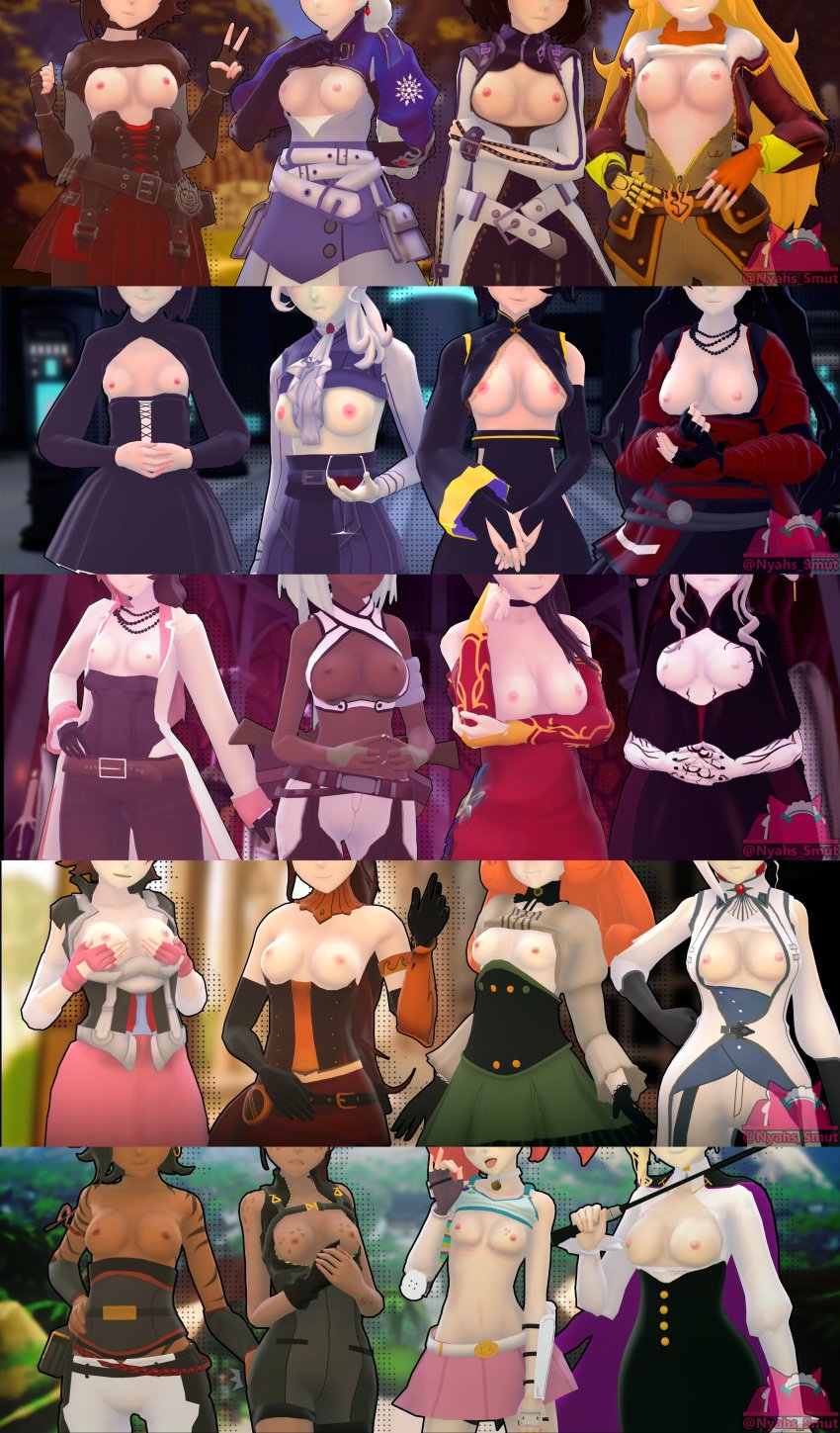 3d blake_belladonna cinder_fall clothed_female clothing dark_skin emerald_sustrai exposed_breasts female female_only glynda_goodwitch human ilia_amitola kali_belladonna neo_(rwby) neon_katt no_bra nora_valkyrie nyahs_smut pale_skin penny_polendina pyrrha_nikos raven_branwen ruby_rose rwby salem_(rwby) sienna_khan summer_rose tagme team_rwby weiss_schnee willow_schnee winter_schnee yang_xiao_long