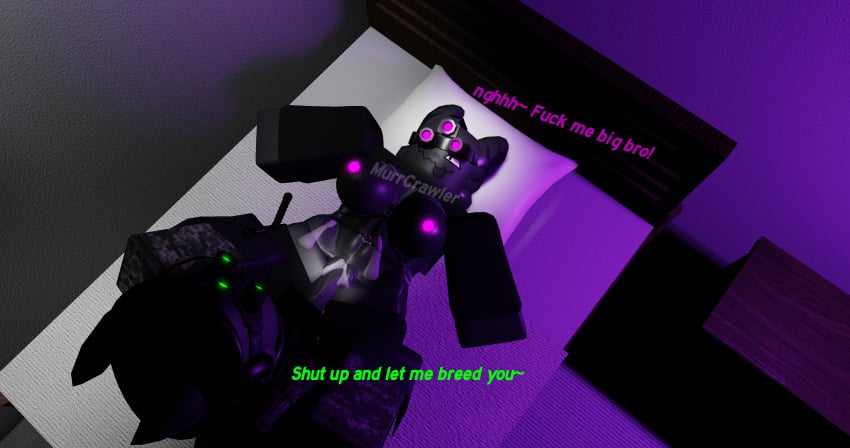 3d bedroom breasts breeding cum cum_in_pussy cum_inside cum_on_body dialogue implied_incest kaiju_paradise murrcrawler night_vision_goggles nightcrawler_(kaiju_paradise) roblox roblox_game self_upload tagme watermark