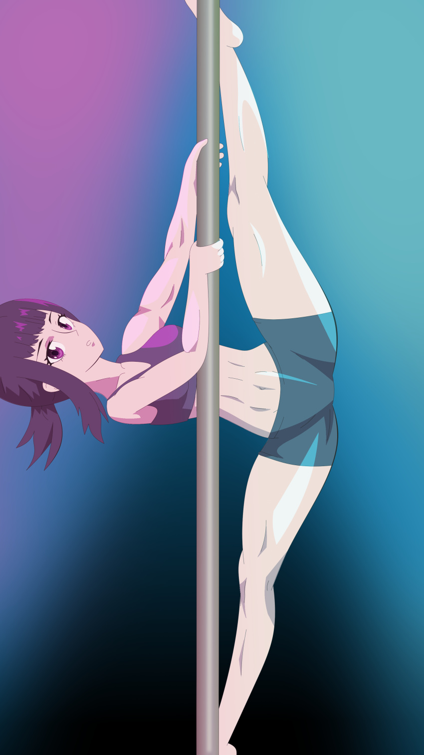 en'en_no_shouboutai enen_no_shouboutai etcaos fire_force muscular_female oze_maki pole_dancing simple_background