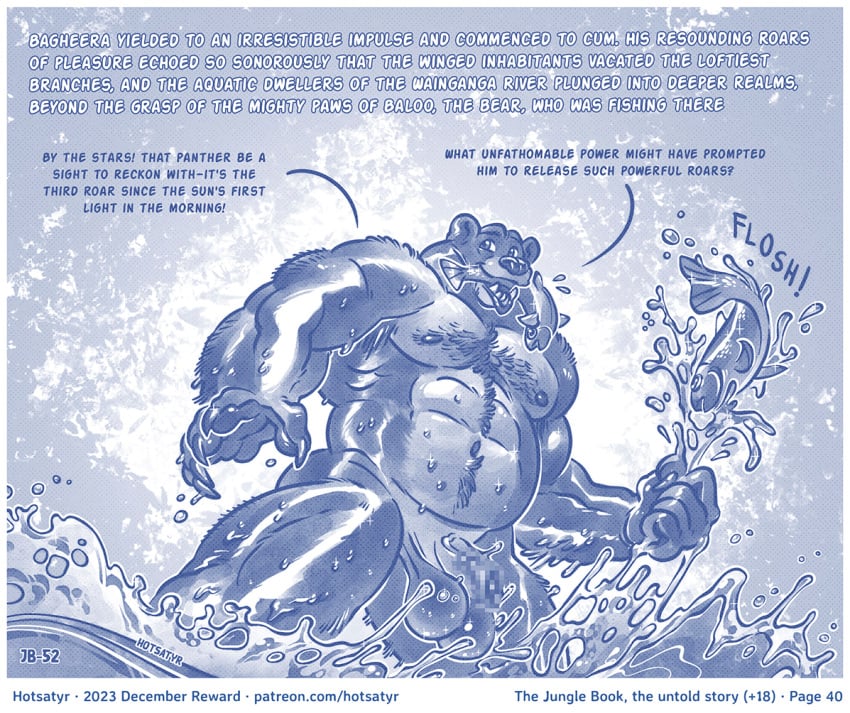 1boy 2023 5_fingers 5_toes abdominal_hair abdominal_tuft abs age_difference aged_up anthro bagheera_(jungle_book) balls baloo bear big_balls big_belly big_muscles blue_monochrome bodily_fluids body_hair censored censored_genitalia censored_penis chest_fur chest_hair chest_tuft curious disney doubt dripping ejaculation english_text facial_hair feet fingers fish fishing flaccid forest fur genital_fluids genitals glistening_body hairless hands-free hands_touching hotsatyr huge_balls huge_muscles humanoid_genitalia humanoid_penis india innocent_expression jungle larger_anthro larger_male leaf leafs literature low-angle_view male male_only mammal marine monochrome mosaic_censoring mowgli mowgli_(film) muscular muscular_anthro muscular_male naked nude nude_anthro nude_male older_male patreon paws penile penis plant public_domain river saggy_balls size_difference slap small_penis smaller_male solo sparkles squeezing surprise surprised_expression surprised_face surprised_look text the_jungle_book toes tree tuft tusks url vein veiny_penis water wave wet wet_body wet_fur worried_face worried_for_other