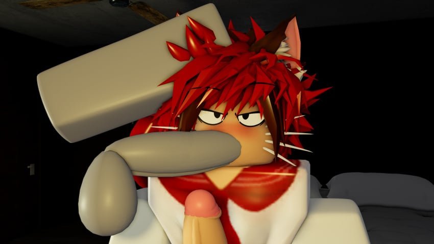 2boys 3d angry angry_sub blush cat_ears catboy clothed fellatio femboy gay grey_body hand_on_head multicolored_body neko-jan oral oral_sex penis red_brown_hair roblox robloxian sailor_uniform self_upload sillynekojancat spiky_hair tagme whiskers yaoi