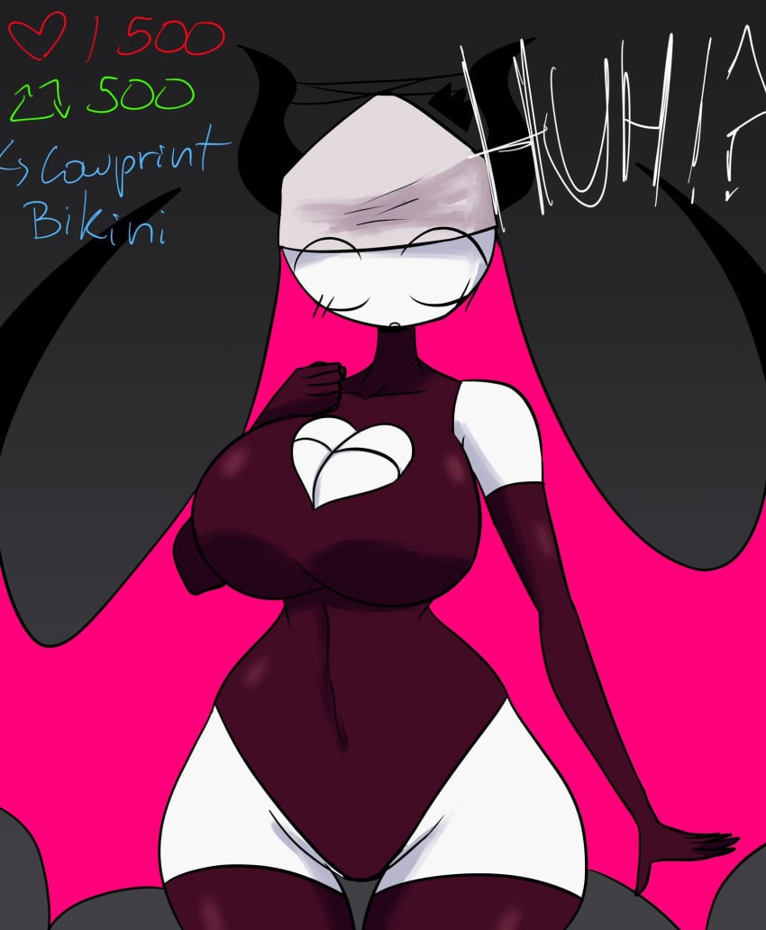 !? 1girls big_breasts black_background boob_window breasts cleavage cosplay english_text fnf_(full_comfort_style) friday_night_funkin friday_night_funkin_mod full_comfort full_comfort_(strip_game) full_comfort_taki_(strip_game) horns long_gloves nun part_2 solo solo_female stockings strip_game suprised taki_(fevertown) text thick_thighs thighhighs thighs white_body white_eyes