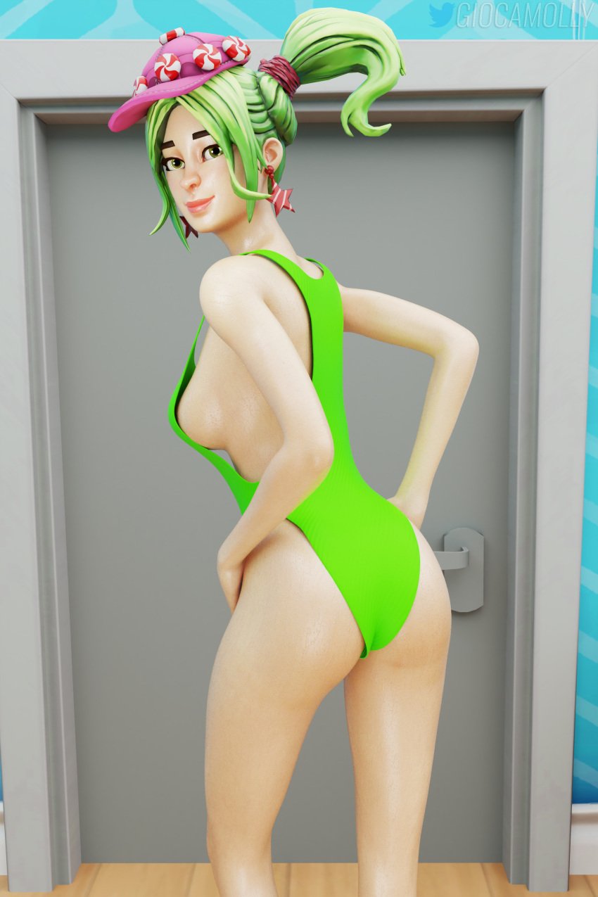 3d ass breasts femele fortnite giocamolly oiled_skin swimsuit wet_skin zoey_(fortnite)