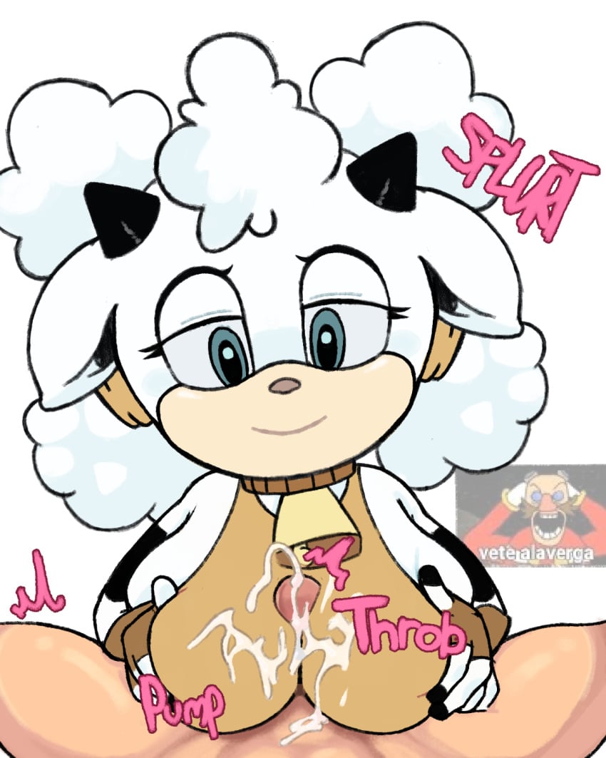 big_breasts blue_eyes cum lanolin_the_sheep meme onomatopoeia paizuri paizuri_on_lap salchipapaasada sheep smug smug_face sonic_(series) sonic_the_hedgehog_(comics) sonic_the_hedgehog_(idw) sonic_the_hedgehog_(series) titjob white_background white_fur