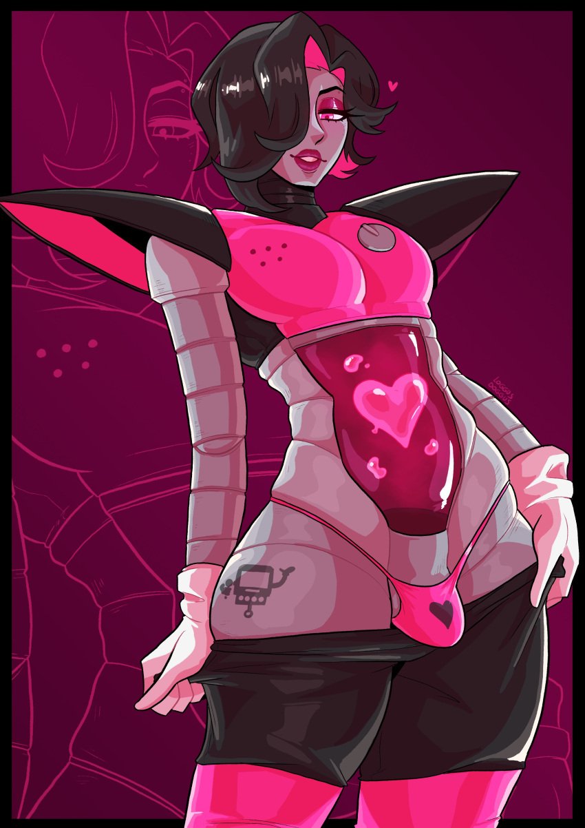 1boy bulge femboy loggus_doggus looking_at_viewer male mettaton robot standing thick_thighs thong undertale