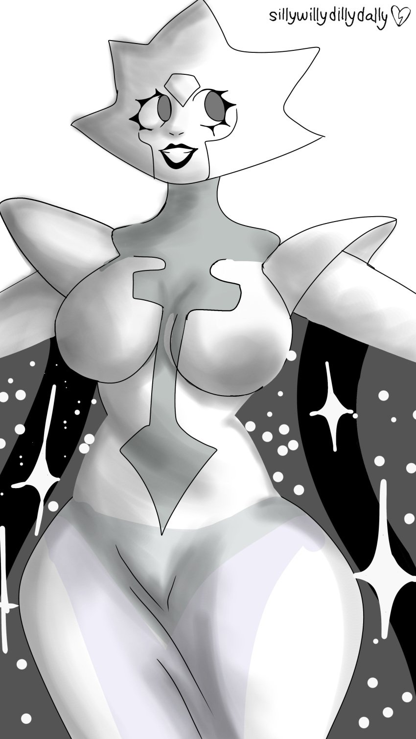 1girl 1girls alien_humanoid cartoon_network diamond_authority female female_only pixiv shaded simple_shading solo solo_female steven_universe tagme watermark white_background white_body white_diamond_(steven_universe) white_skinned_female