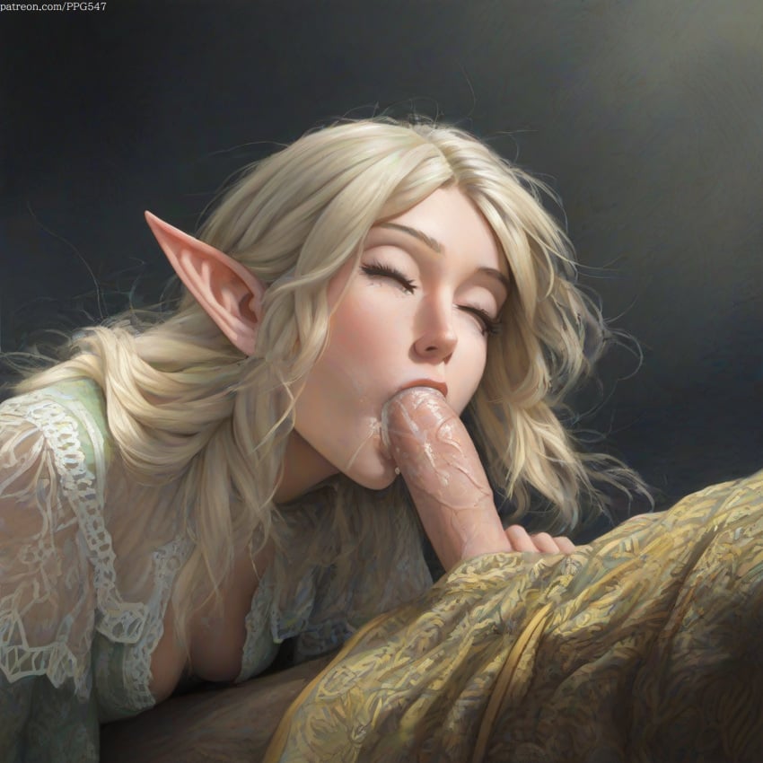 ai_generated big_cock big_dick big_penis blonde_female blonde_hair blonde_hair blonde_hair_female blowjob cleavage closed_eyes clothed clothed_female clothed_male clothed_sex clothing cock cum cum_drip cum_dripping cum_in_mouth cum_inside cumdrip dick dress elf elf_ears elf_female elf_girl eyelashes fellatio female female_focus happy happy_female happy_sex large_cock large_dick large_penis long_hair nai_diffusion novelai oral oral_creampie oral_sex orgasm original original_character patreon_username penis penis_in_mouth pointy_ears pujopg sidelocks small_boobs small_breasts small_tits sucking sucking_off sucking_penis sucking_tip veiny_penis wavy_hair white_body white_skin