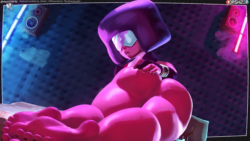 3d african_female afro alien_girl ass ass_focus bubble_butt dark-skinned_female dark_skin dash23 female garnet_(steven_universe) nightclub sfm solo source_filmmaker steven_universe sunglasses tagme thick_thighs