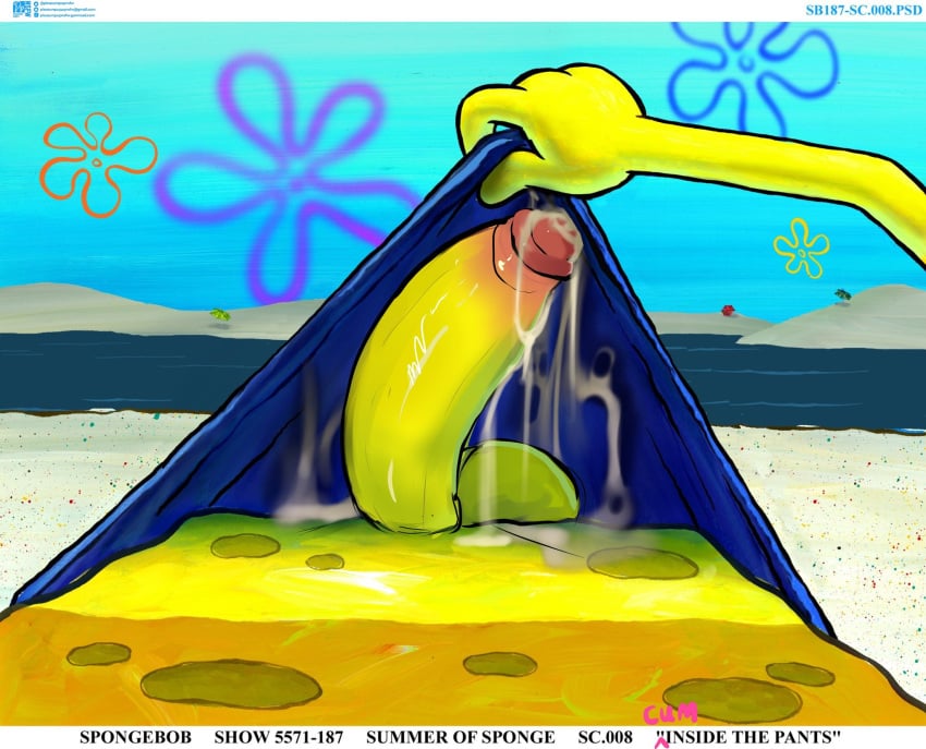 anthro balls cum ejaculation erect_penis erection hands-free handsfree_ejaculation male male_focus male_only marine nickelodeon penis plantigrade pleasurepuppynsfw pov sea_sponge solo solo_male spongebob_squarepants spongebob_squarepants_(character) yellow_body yellow_skin