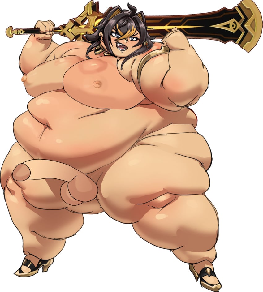 1futa artist_request bbw belly belly_button big_belly big_breasts black_hair blue_eyes breasts chubby dark-skinned_female dark_skin dehya_(genshin_impact) exposed_fat_belly fat fat_arms fat_belly fat_fetish fat_futa fat_intersex fat_thighs futa_only futanari futanarization genshin_impact hoyoverse huge_breasts intersex large_belly maxfullbody mihoyo mihoyo_technology_(shanghai)_co._ltd. morbidly_obese morbidly_obese_intersex naked naked_futanari nude nude_futanari overweight overweight_futanari penis solo solo_focus source_request ssbbw standing thick_legs thick_thighs thighs weapon wide_hips