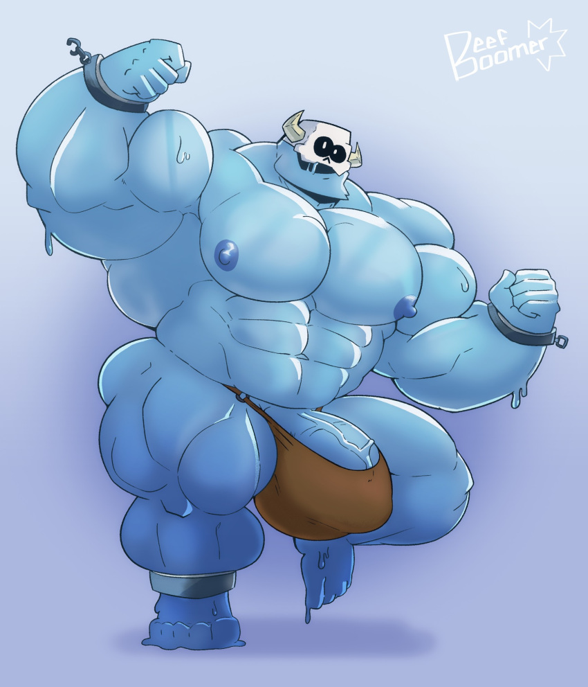 balls bara beefburner big_balls big_bulge big_penis bulge flaccid goo goo_boy male male_only muscles muscular penis slime slime_boy slimon_(beefburner) solo solo_male