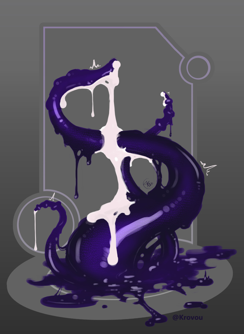 absurd_res bodily_fluids cum cum_drip dripping excessive_cum excessive_genital_fluids genital_fluids glistening goo_creature hi_res krovou melting no_visible_face non-human non-human_only not_furry purple_body simple_background slime tentacle translucent zero_pictured