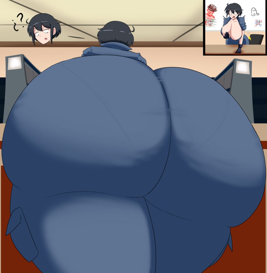 1girls 30th_video_rentals ass ass_focus big_ass big_breasts black_hair breasts bubble_butt busty chair cleavage clothing curvy dat_ass fat_ass female female_only half-closed_eyes highres huge_ass huge_breasts hyper hyper_ass imstupid13 indie_virtual_youtuber indoors jumpsuit kataochi_chuuko large_ass large_breasts leaning_forward light-skinned_female light_skin massive_ass pantylines plump sanpaku solo thick_ass thick_thighs virtual_youtuber vtuber wide_hips