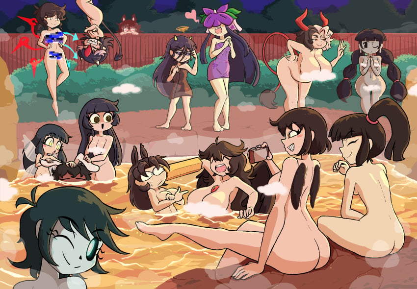 6+girls arm_cannon barefoot black_towel breasts bush camera censored color_connection convenient_censoring flower flower_on_head hair_color_connection hakurei_reimu highres holding holding_camera horns houjuu_nue houraisan_kaguya imaizumi_kagerou inaba_tewi kaguya_houraisan kijin_seija kurokoma_saki large_breasts long_hair mature_female medium_breasts medium_hair milf minamitsu_murasa mosaic_censoring multicolored_hair multiple_girls murasa_minamitsu narumi_yatadera nippaku_zanmu nude nue_houjuu older_female onsen ponytail purple_towel quarium reimu_hakurei reiuji_utsuho saki_kurokoma seija_kijin shameimaru_aya short_hair small_breasts star_sapphire_(touhou) steam steam_censor tail touhou towel two-tone_hair upside-down urumi_ushizaki ushizaki_urumi utsuho_reiuji very_long_hair weapon wings yatadera_narumi yomotsu_hisami