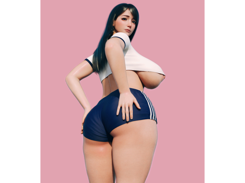 3d 3d_(artwork) black_hair breasts large_breasts long_hair original original_character puffy_nipples queltza thick_thighs wide_hips