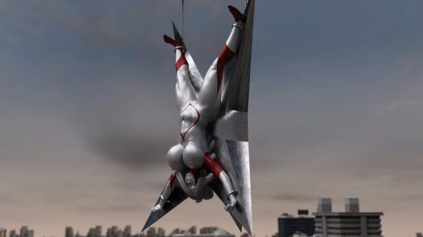 3d alien alien_girl alien_humanoid breasts glowing_eyes large_breasts nipples nude original original_character outside silver_skin superheroine thick_thighs ultraman_(franchise) ultrawoman wide_hips yoidore