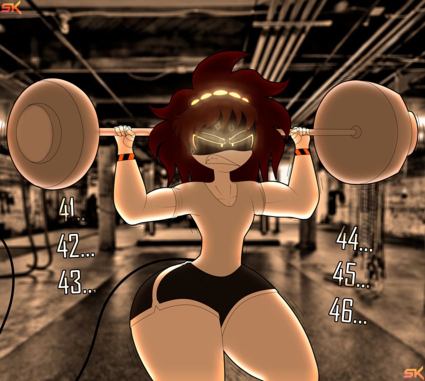 2020s 2024 2d abs abstract_background absurd_res absurdres big_ass big_butt big_thighs black_short_shorts brown_hair counting dumbbell femboy femboy_focus femboy_only feminine feminine_body feminine_male feminine_pose girly glitch_productions gritted_teeth gritting_teeth gym gym_clothes gym_shorts huge_ass huge_butt huge_thighs humanoid kaiqye_(samkvevo) looking_frustrated looking_stressed male male_focus male_only murder_drones muscle muscles muscular muscular_arms muscular_ass muscular_back muscular_femboy muscular_legs muscular_male muscular_pecs muscular_thighs oc original_character pecs robot robot_humanoid samkvevo screen_face solo squat squats squatting sweat sweatdrop sweating sweaty_ass sweaty_body sweaty_breasts sweaty_butt sweaty_legs sweaty_thighs tagme tank_top teeth thick thick_ass thick_butt thick_hips thick_legs thick_thighs thighs working_out workout workout_clothes workout_clothing workout_equipment yellow_eyes