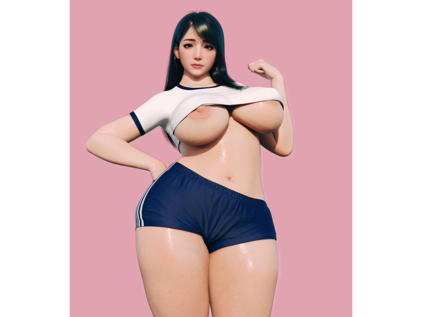 3d 3d_(artwork) black_hair breasts large_breasts long_hair original original_character puffy_nipples queltza thick_thighs wide_hips