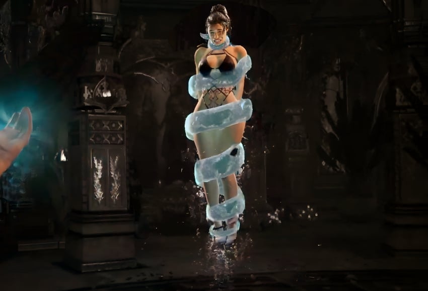 about_to_die alternate_costume bad_end bondage doomed_heroine edenian elevated fatality finish_her helpless impending_death impending_doom li_mei mortal_kombat mortal_kombat_1_(2023) rain_(mortal_kombat) regret ryona scared_expression swimsuit tentacle water