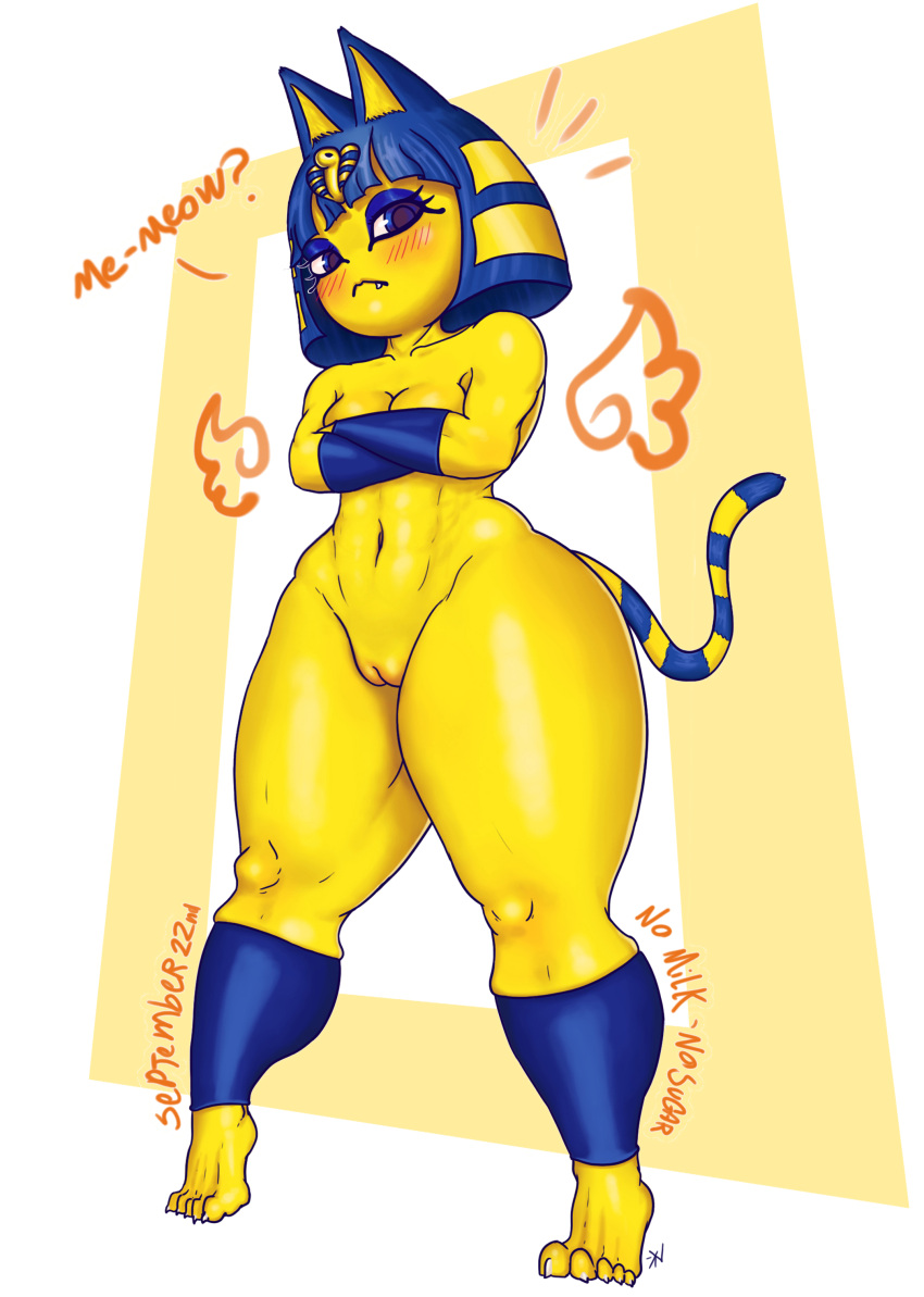 animal animal_crossing ankha anthro fanart furry kilih188 nintendo tail thights underwear