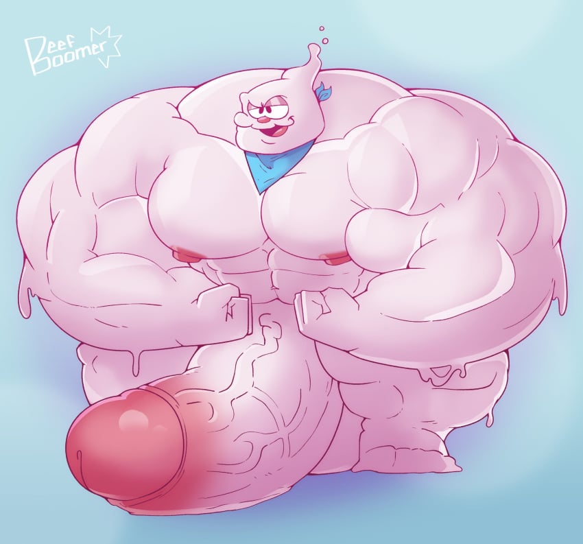 balls balls_on_floor bandana bandana_on_neck bara beefburner big_balls big_muscles big_penis boner erection flexing goo goo_boy gus_(beefburner) hyper_penis male male_only muscles muscular nude penis penis_on_floor slime slime_boy solo solo_male