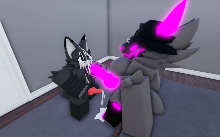 3d bedroom big_breasts big_penis canine_penis cum cum_on_face erect_penis furry futa futa/male glowing_penis grey_fur male protogen protolover roblox robloxian source_request tagme wolf