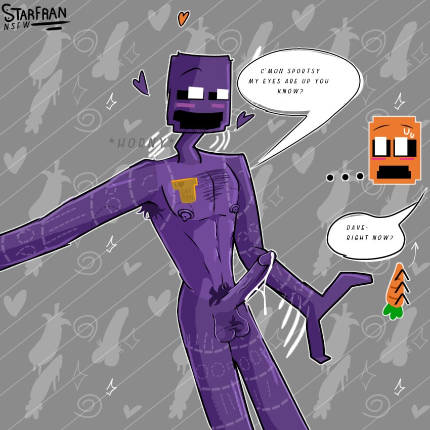 big_penis blush cum dave_miller_(dayshift_at_freddy's) davesport dayshift_at_freddy's dick dsaf gay jack_kennedy_(dayshift_at_freddy's) non-human orange_skin purple_skin scars skinny starfran yaoi