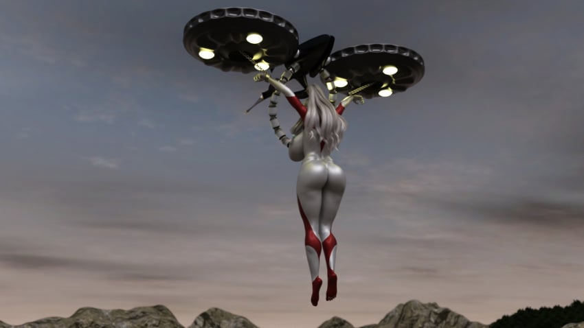 3d alien alien_girl alien_humanoid breasts glowing_eyes large_breasts nipples nude original original_character outside silver_skin superheroine thick_thighs ultraman_(franchise) ultrawoman wide_hips yoidore