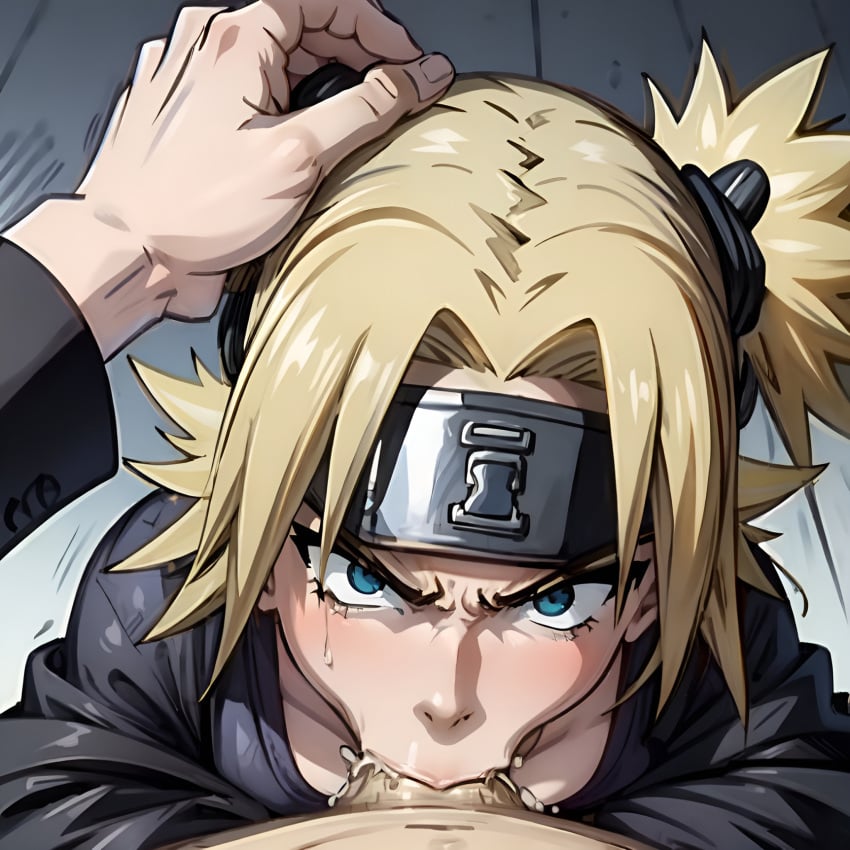 1girls ai_generated angry angry_face angry_fellatio arbitrary blonde_hair blowjob cum cum_in_mouth deepthroat face_fucking fellatio female_focus forced_oral hand_on_head head_grab hi_res naruto naruto_(series) naruto_shippuden oral oral_creampie penis_in_mouth pov pov_eye_contact stable_diffusion temari throat_fuck