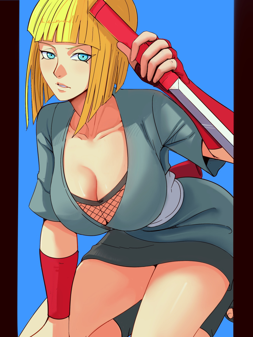 1girls ass bare_chest bare_thighs big_ass big_breasts blunt_bangs bob_cut boots breasts cleavage coolb dress highres holding_object holding_sword huge_ass huge_breasts kneeling kodachi kunoichi large_breasts light-skinned_female light_skin mature mature_female mature_woman naruto naruto_(series) naruto_shippuden ninja no_bra no_bra_under_clothes pinup sagging_breasts samui sword thighs voluptuous voluptuous_female weapon wide_hips