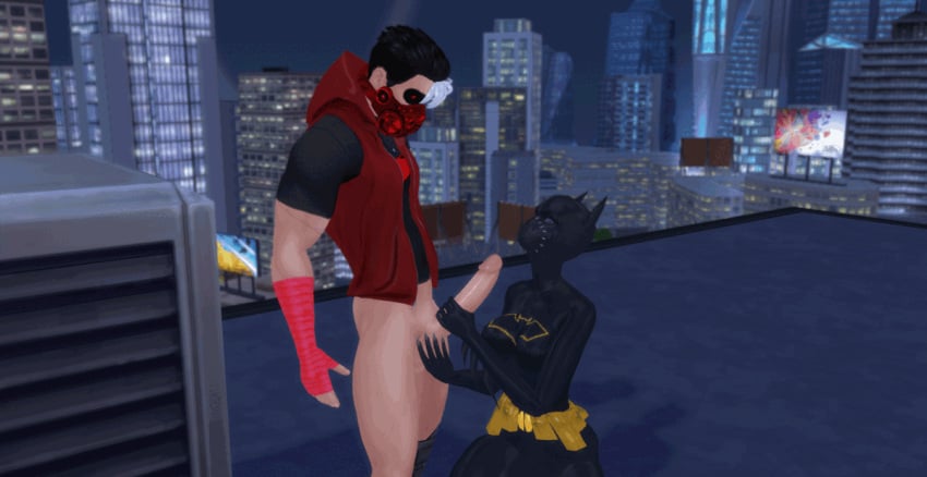 1boy 1girls 3d adopted_brother adopted_sister animated batgirl batgirl_(cassandra_cain) batman_(series) cassandra_cain dc dc_comics fondling_balls handjob jason_todd male pof3445 red_hood_(dc) the_sims the_sims_4